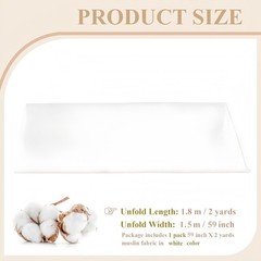 100% Cotton Bleached Muslin Fabric 59 Inch x 2 Yards Medium Weight White