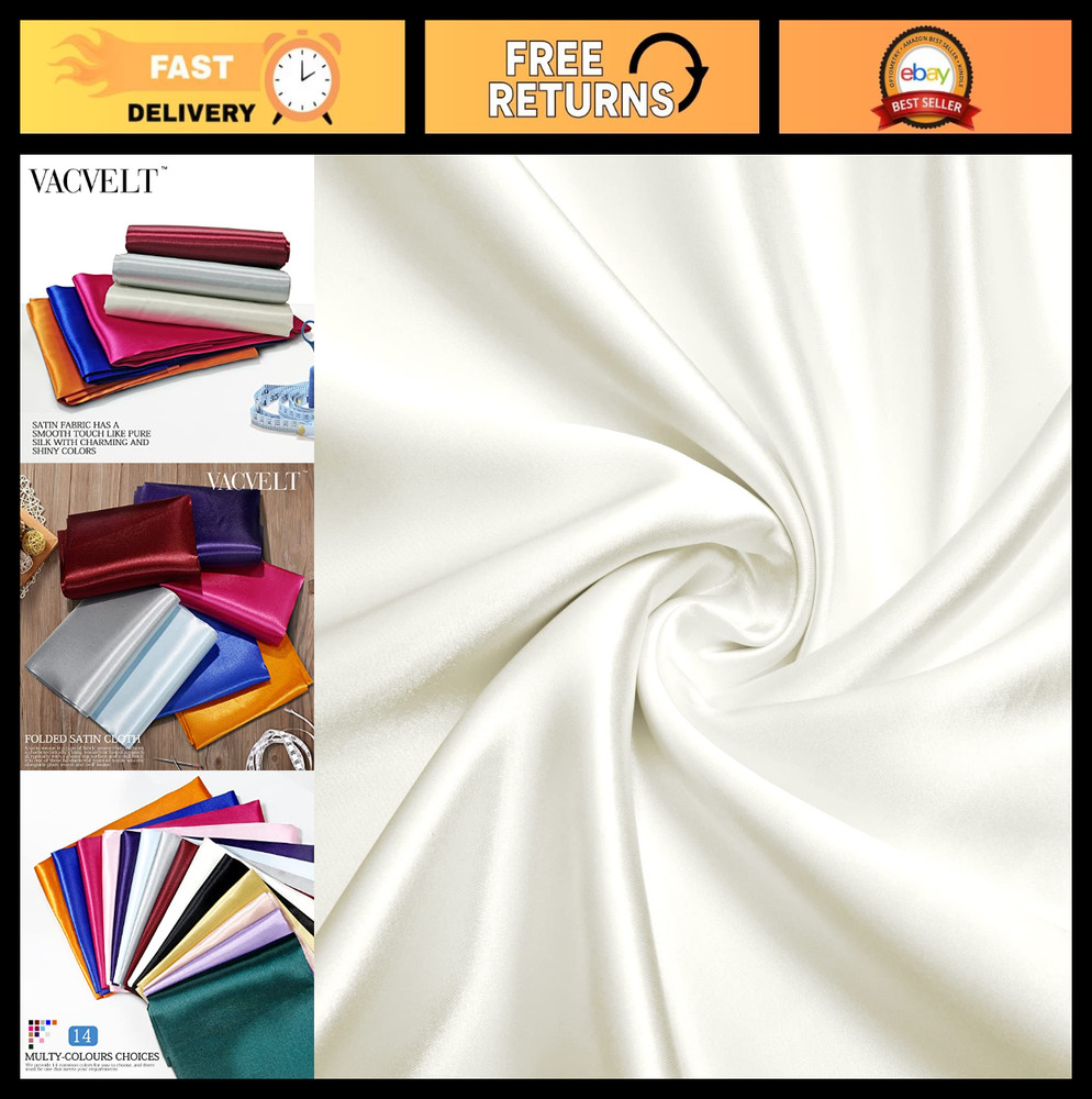 Ivory White Charmeuse Satin Fabric 60″ Wide, Soft & Shiny for Bridal, Crafts, Se