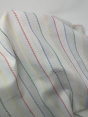 Red Blue Green Yellow Thin Stripes On White Poly Cotton Blend Fabric 31″ X 44″