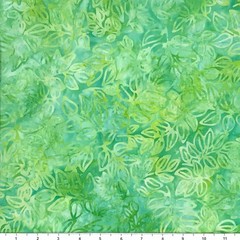 1 Yard Cut of Lunn Fabric Simple Leaves Batik 100% Cotton 1694 Mint Green Grass