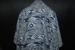 European Linen 100% Natural Fiber Beautifull ethnic Print 5oz Indigo Off White