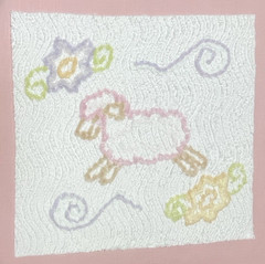 Vintage Chenille Fabric 17″ x 17″, ideal for baby quilt or throw pillow.
