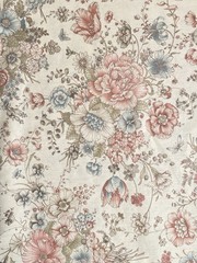 Vintage Joan Kessler Floral Beige Cotton Concord Fabrics 2+ Yards
