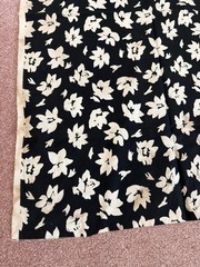 Vintage Fabric Lot Black White Hampton Floral Stripe Daisy Remnants Quilt 9+ YDS