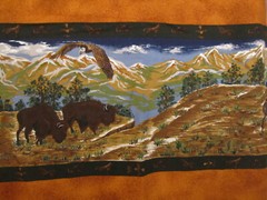 Cotton Fabric Border Print Painted Desert Southwestern by Fabri-Quilt 1yd 31″x42