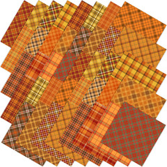 Jarthenaamcs 40 Pcs Fall Cotton Fabric Bundles Orange Yellow Buffalo Plaid Fabri