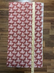Vtg Fabric Toile de Jouy-Red and Beige Repeating Pattern 41in X 44in