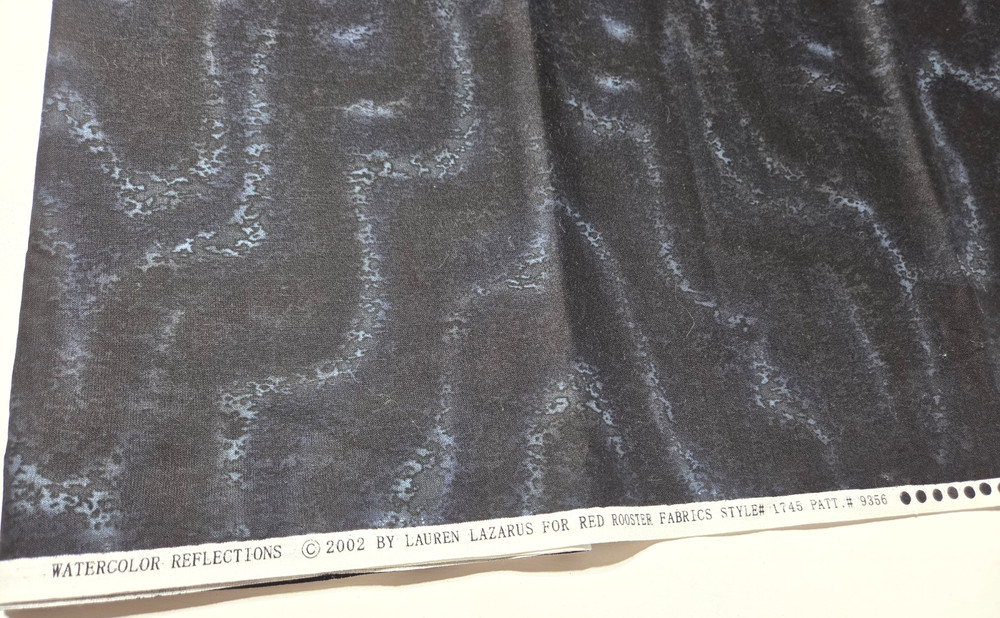 Lauren Lazarus Fabrics Watercolor Reflections, 2 yards, Black, Grey, 100% Cotton