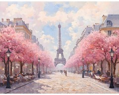 26.5″ X 43″ Panel Bonjour Belle Scenic Eiffel Tower France Cotton Fabric D380.61