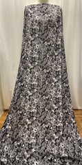 Cotton Poly Blend Floral Black Gray White Color Fabric By The Yard 56″ Wide
