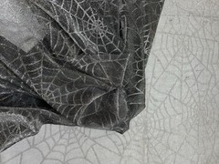 Spiderweb Fabric 3 Yards Black & Silver Metallic Knit Halloween Costume Cape