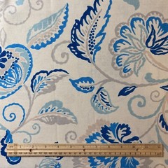 Richloom Blue Floral on Beige Background Home Decor Fabric – BY THE YARD