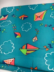 Bright Kite Print Cotton Fabric 1/2 yard x 46″ Blue Quilting Sewing Crafts