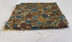 1.33Y Klopman Mills Fabric Turquoise Brown Orange Flower Shiny Slick Poly/Rayon?