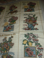 Vintage Joan Kessler Concord Fabrics Flower Seeds Cotton Panel 34″ x 42″ 12 Bloc