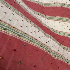 10 Yds Stripe Upholstery Drapery Fabric French Knot Tufted Dot W 56” Embroidered