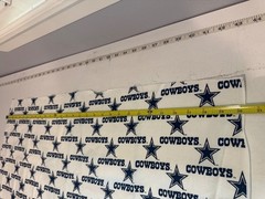Vintage Fabric Remnant Dallas Cowboys NFL Football Team White Blue Stars Cotton