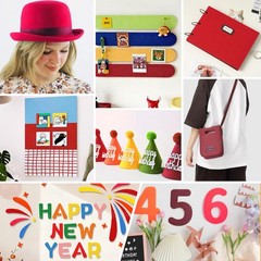 13 PCS 8×35 Inch Large Stiff Felt Fabric Sheets 1.2mm Thick Red Theme Crafts