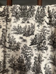 Toile Fabric/Black & White/“Farmland” NOS/2+ Yds Continuous Piece