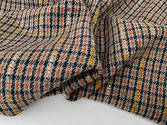 TWEEDY BALMORAL CHECK WOOL CASHMERE SILK BLEND OLIVE -BLUE -TAN MADE IN ITALY A9