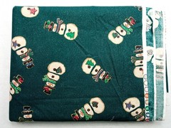 Folk Snowman Iridescent Christmas Fabric Dark Winter Green Holiday 3yd 16in 44w