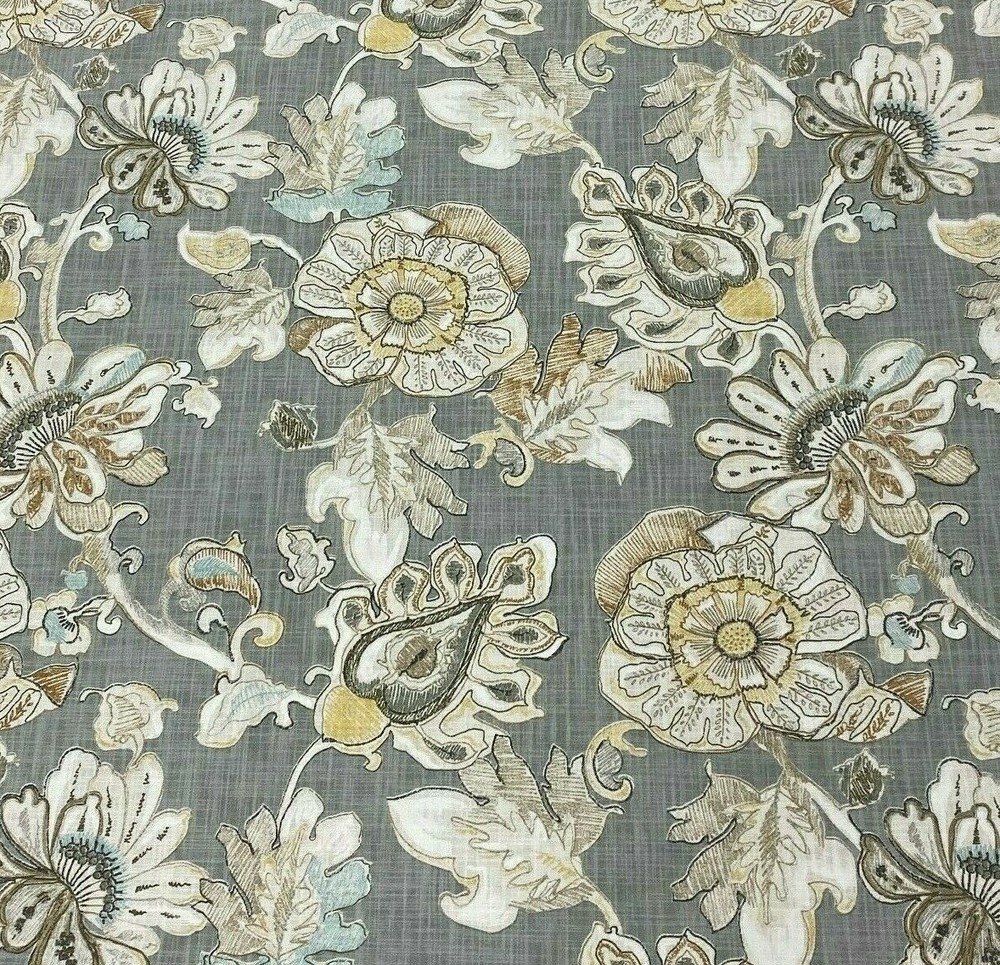 Almada in Granite BTY Richloom 100% Cotton Slub Duck 54″ Wide Gray Jacobean