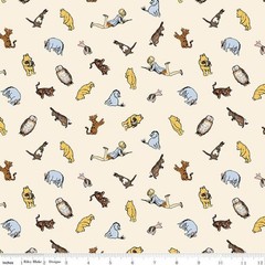 Winnie the Pooh Characters Cream Cotton Fabric