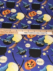 MDG Halloween Spooky Boo misc on Purple 100% light weight COTTON FABRIC by yard