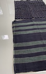 Vintage Japanese Kasuri Fabric Lot Yukinko Snow Indigo Green Striped Boro Craft