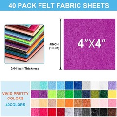 UUDYIGE Felt Sheets for Crafts 4″ x 4″: 1mm Thick, Assorted Colors, 40 Pcs