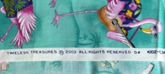 3 YARDS 2002 Anthropomorphic Flamingo Tropical Cruise Hawaii Fabric 108” X 44”