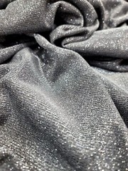 Black Spandex Fabric by the Yard – Silver Glitter Shine, Stretch for Prom Gowns