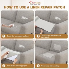 Lifenion Fabric Repair Patch, Self Adhesive Furniture 17X79 Inch, Linen White