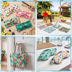 12 Pcs Summer Fabric Bundles, 18 x 22 Inch Hawaiian Fat Quarters, Tropical Th…