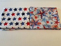 6 Fat Quarters. Red, White and Blue. Riley Blake and Moda prints.