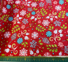 CONTEMPO FIRST FROST #6938-10 LITTLE FLORAL-RED BY AMANDA MURPHY- BY THE YARD