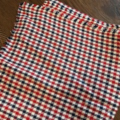 Vintage 70s Red Navy Blue White Gingham Woven Scrap Fabric 60”x40” Americana