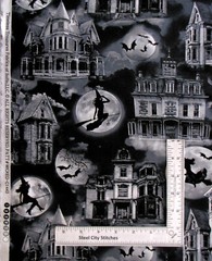 Halloween Wicked Haunted House Fabric HALF-YARD Cotton Timeless Treasures C1443