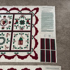 Vtg Wamsutta Christmas Sampler Fabric Panel Cheater Quilt Wall Hanging Uncut 2PC