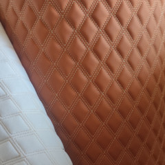 Faux Leather Double Thread Quilted Vinyl Fabric Foam Backing Upholstery Material
