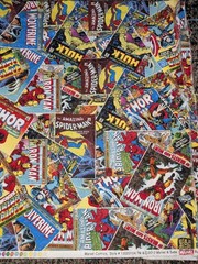 2 Pieces Marvel Comic Iron Man Hulk Captain America Cotton Fabric Excellent