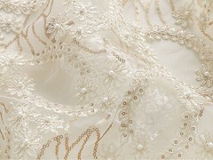 Embroidery Beaded Wedding Dress Lace Fabric Women Clothing Skirts Gown Trim 0.5M