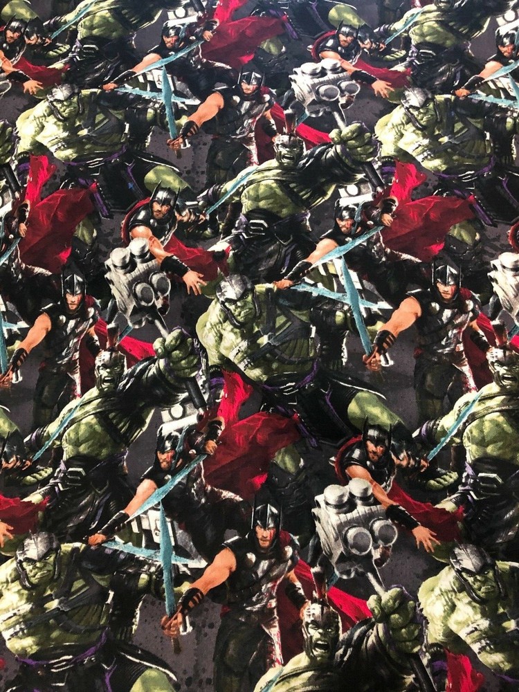 13″ Yard Marvel Avengers Thor and Hulk Packed Quilt Cotton Fabric