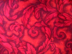4-2/3 YDS RED & BLACK FLORENTINE SCROLL 100% COTTON JOANN OOP