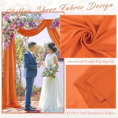 4 PCS Wedding Arch Draping Fabric 20 Ft x 28 Inch Orange Chiffon Sheer Drapes