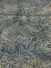 Chrysanthemum Print Cotton Quilting Fabric Blue Silver Shimmer JoAnn 38″ X 44″
