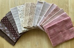 NEW 15 Piece Fat Quarter BUNDLE All Quilters Fabric In Browns And Pinks