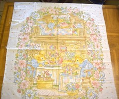 Fabric Panel: Quilt Top / Crib Blanket – Cottage Mice Flowers – 36″ x 45″