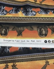 AFRICAN SERENGETI Fabri Quilt 40×44” Piece Elephant Giraffe Lion Sunrise