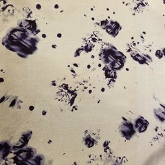 White China Silk w/ Navy Blue Abstract Floral – Semi-Sheer, Light! LAST PIECE!